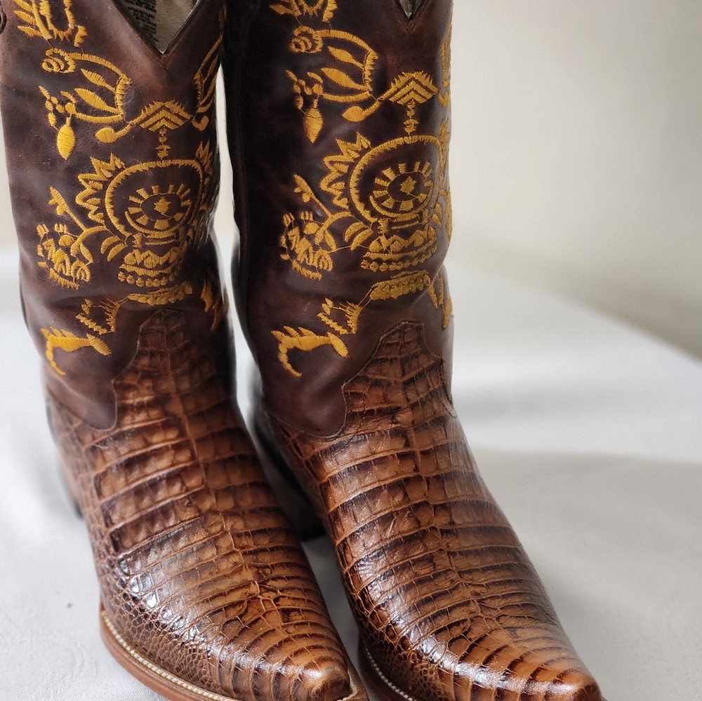 PISTELEROS Brown and Gold Western HANDMADE Cowboy Boots - Picture 4 of 7